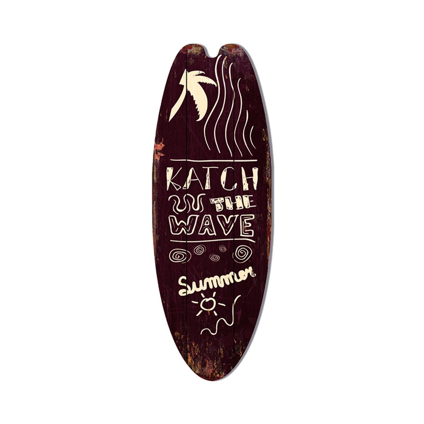 Retro Surfboard Shape Wooden Sign Bar Home Decoration