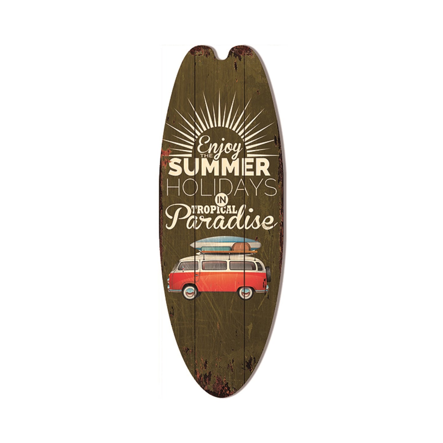 Retro Surfboard Shape Wooden Sign Bar Home Decoration