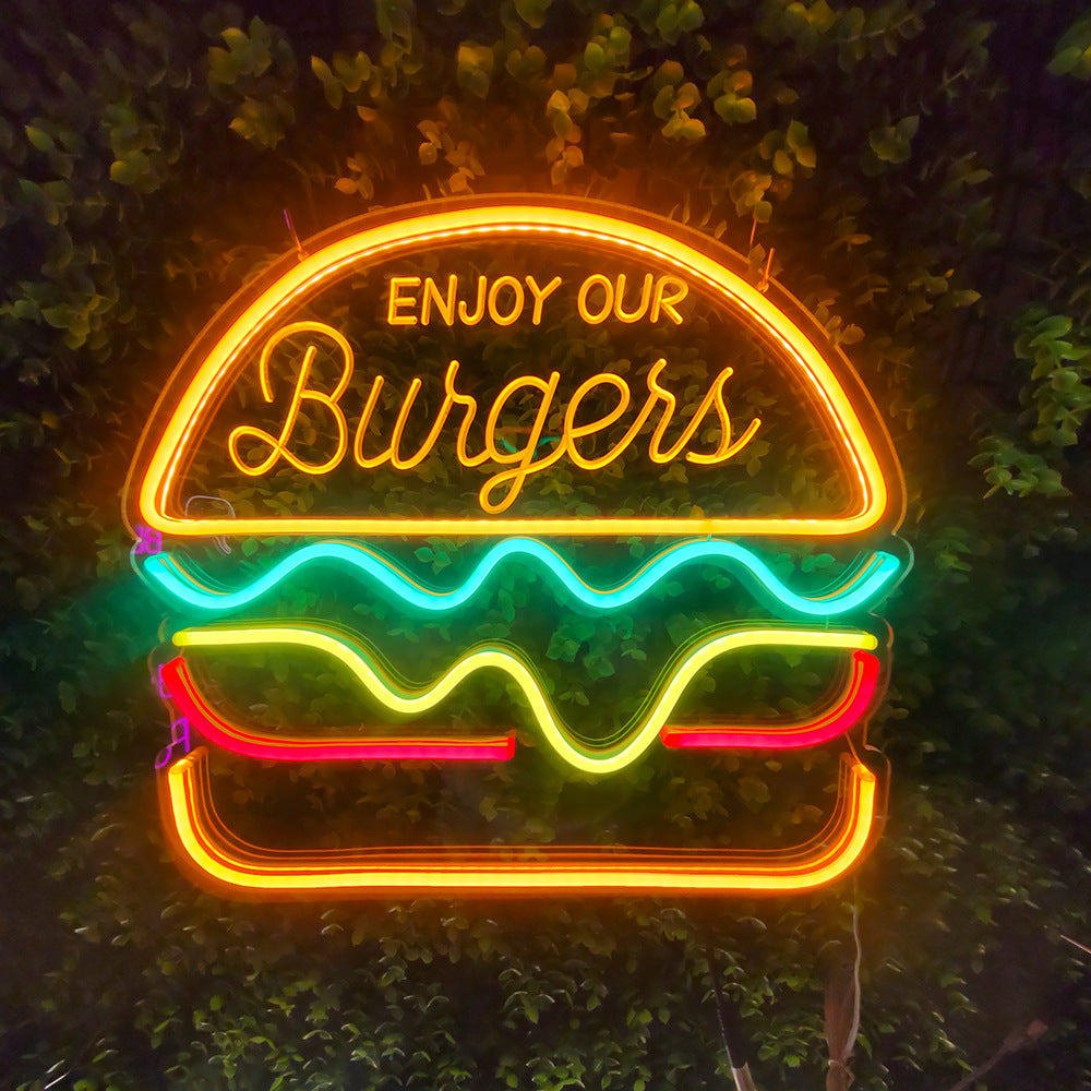 LED Neon Sign Hamburger Light Pizza