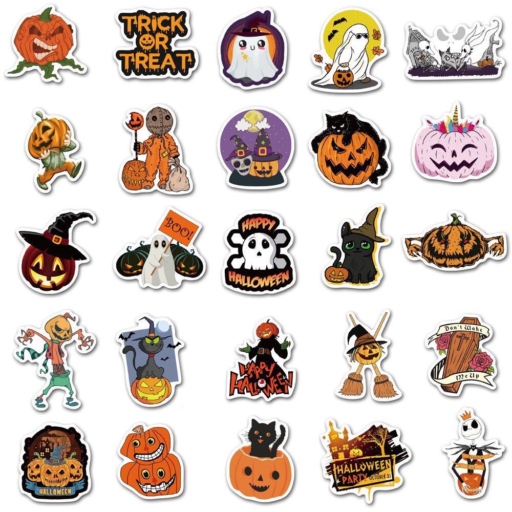 50pcs Halloween waterproof stickers