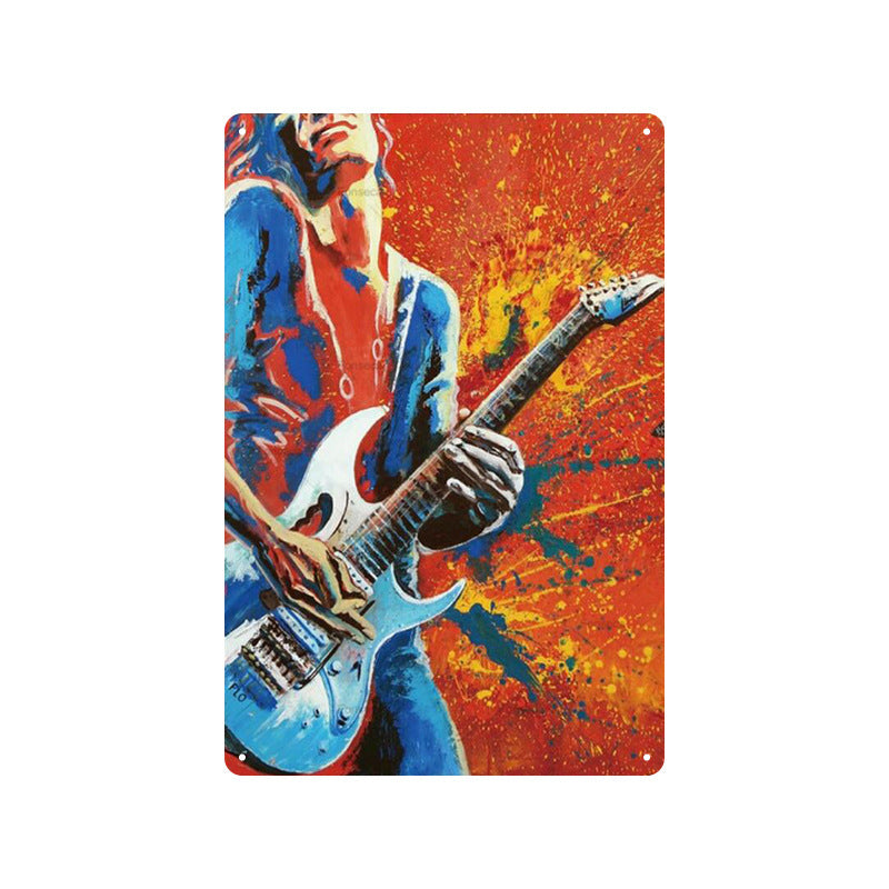 Rock Music Retro Tin Painting Cafe Background Wall Bar Frameless Decorative Painting