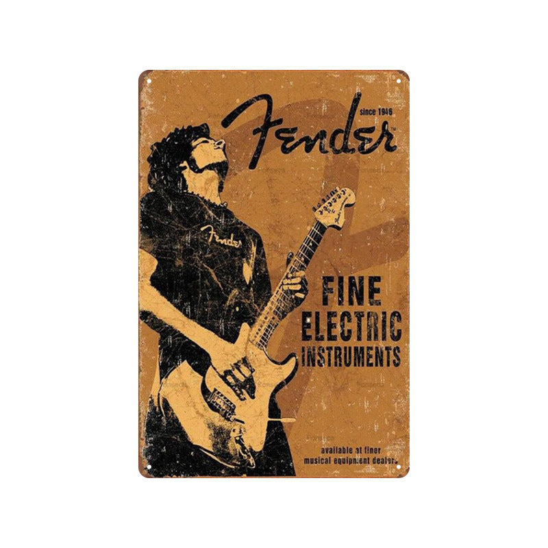 Rock Music Retro Tin Painting Cafe Background Wall Bar Frameless Decorative Painting