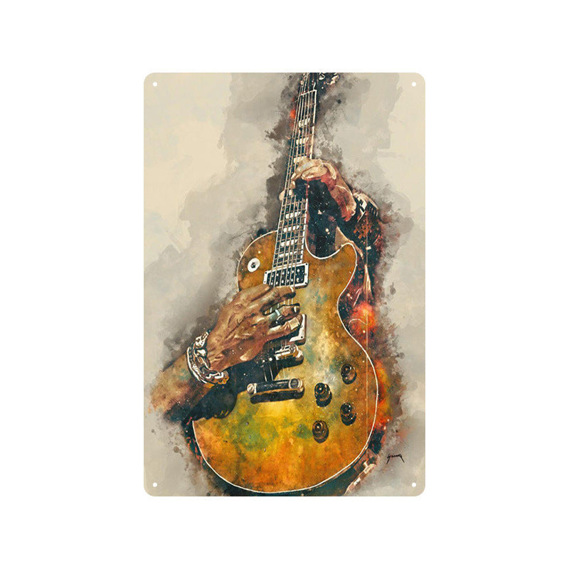 Rock Music Retro Tin Painting Cafe Background Wall Bar Frameless Decorative Painting