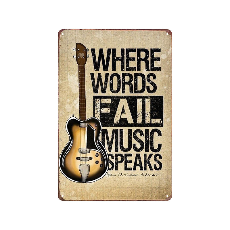 Rock Music Retro Tin Painting Cafe Background Wall Bar Frameless Decorative Painting