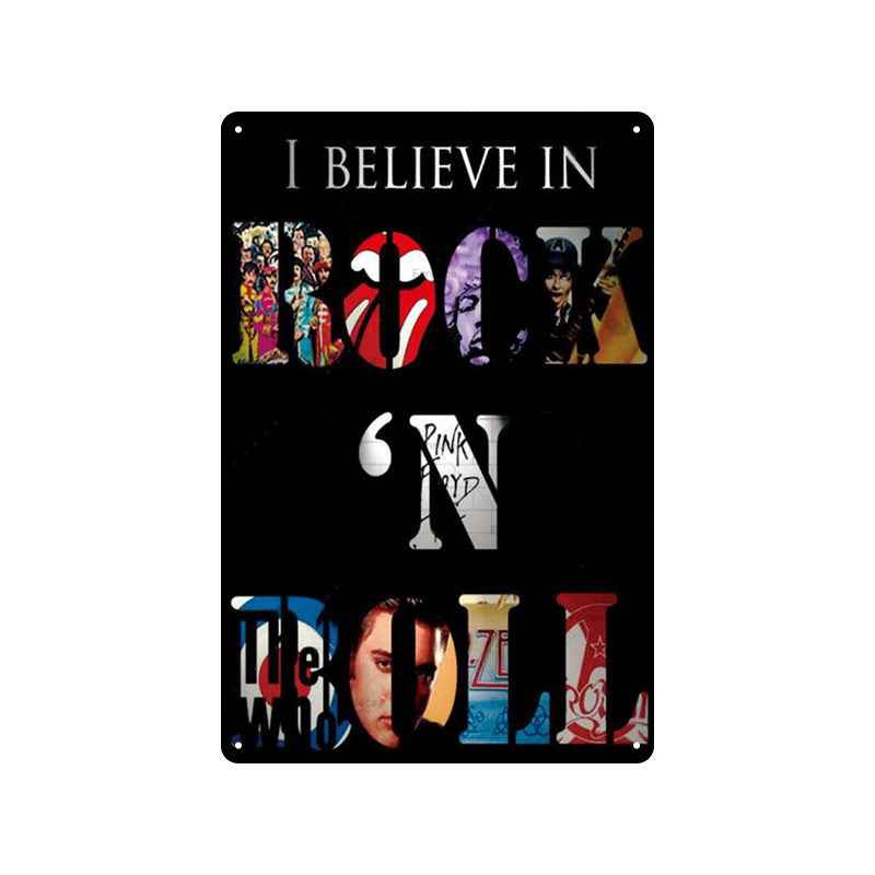 Rock Music Retro Tin Painting Cafe Background Wall Bar Frameless Decorative Painting