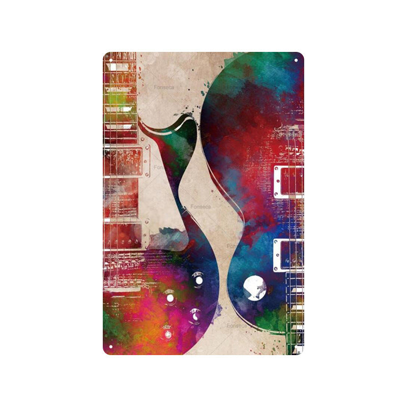 Rock Music Retro Tin Painting Cafe Background Wall Bar Frameless Decorative Painting