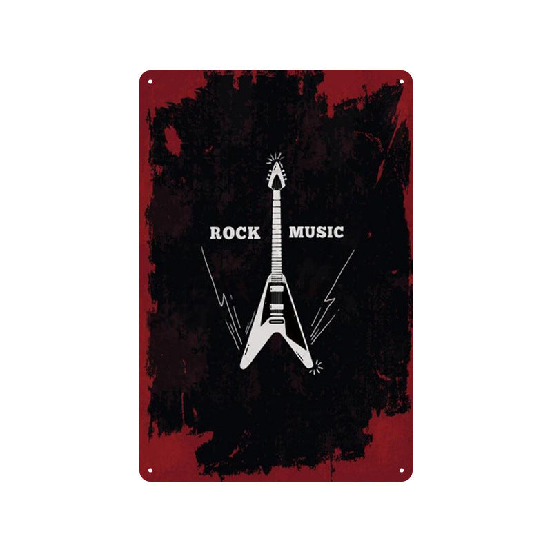 Rock Music Retro Tin Painting Cafe Background Wall Bar Frameless Decorative Painting