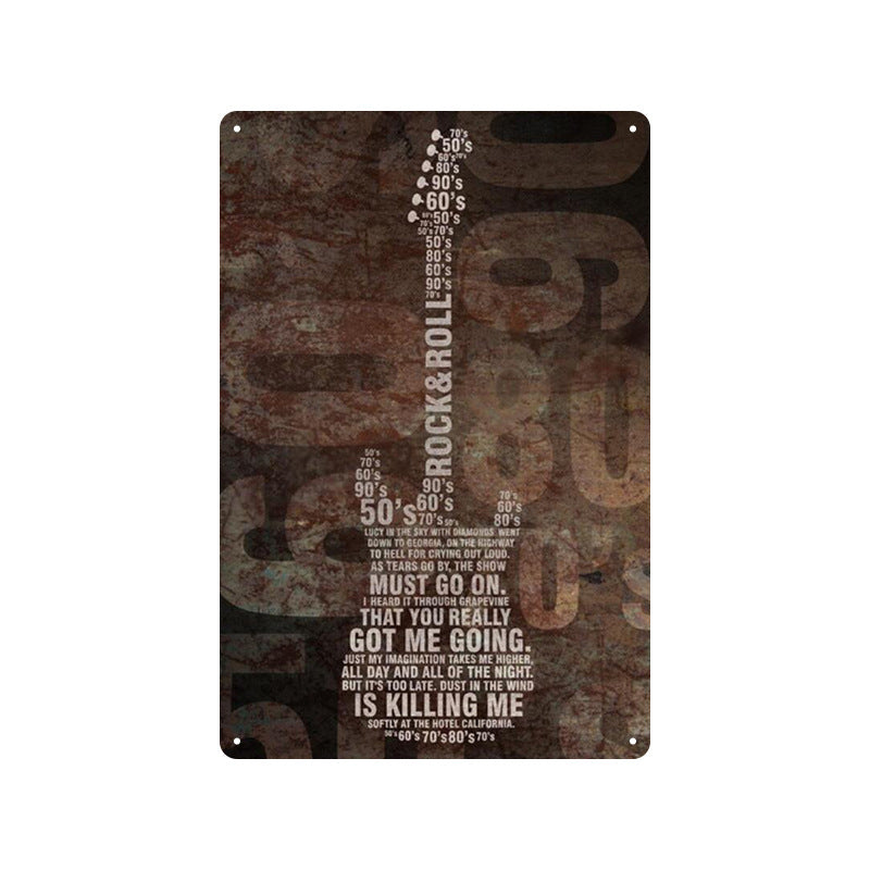 Rock Music Retro Tin Painting Cafe Background Wall Bar Frameless Decorative Painting