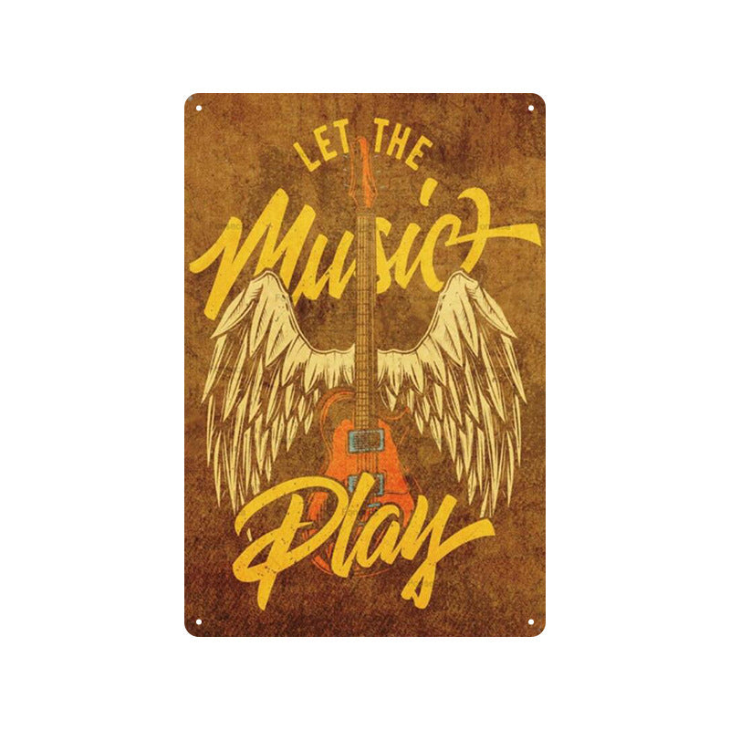 Rock Music Retro Tin Painting Cafe Background Wall Bar Frameless Decorative Painting