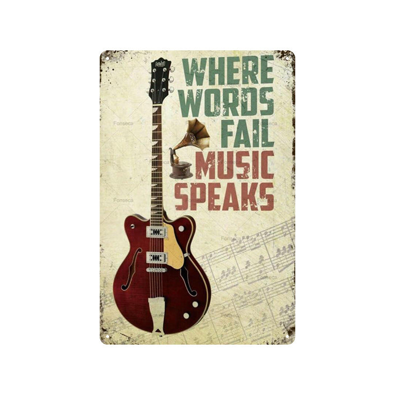 Rock Music Retro Tin Painting Cafe Background Wall Bar Frameless Decorative Painting