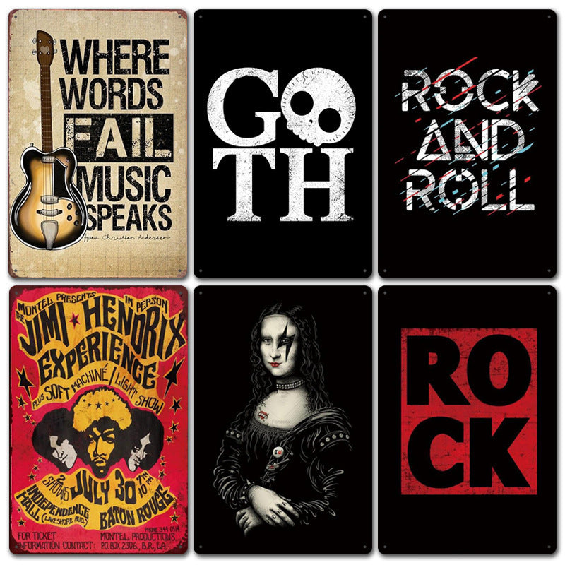Rock Music Retro Tin Painting Cafe Background Wall Bar Frameless Decorative Painting