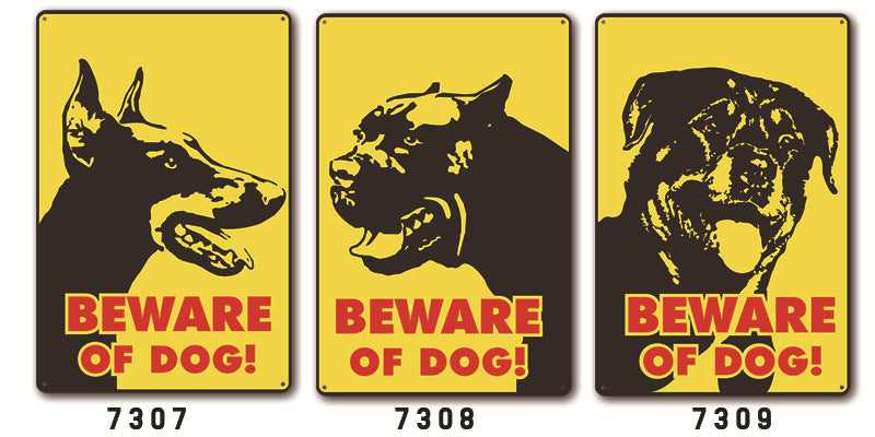 Beware of Dog Metal Tin Sign Collection- Multiple Variants