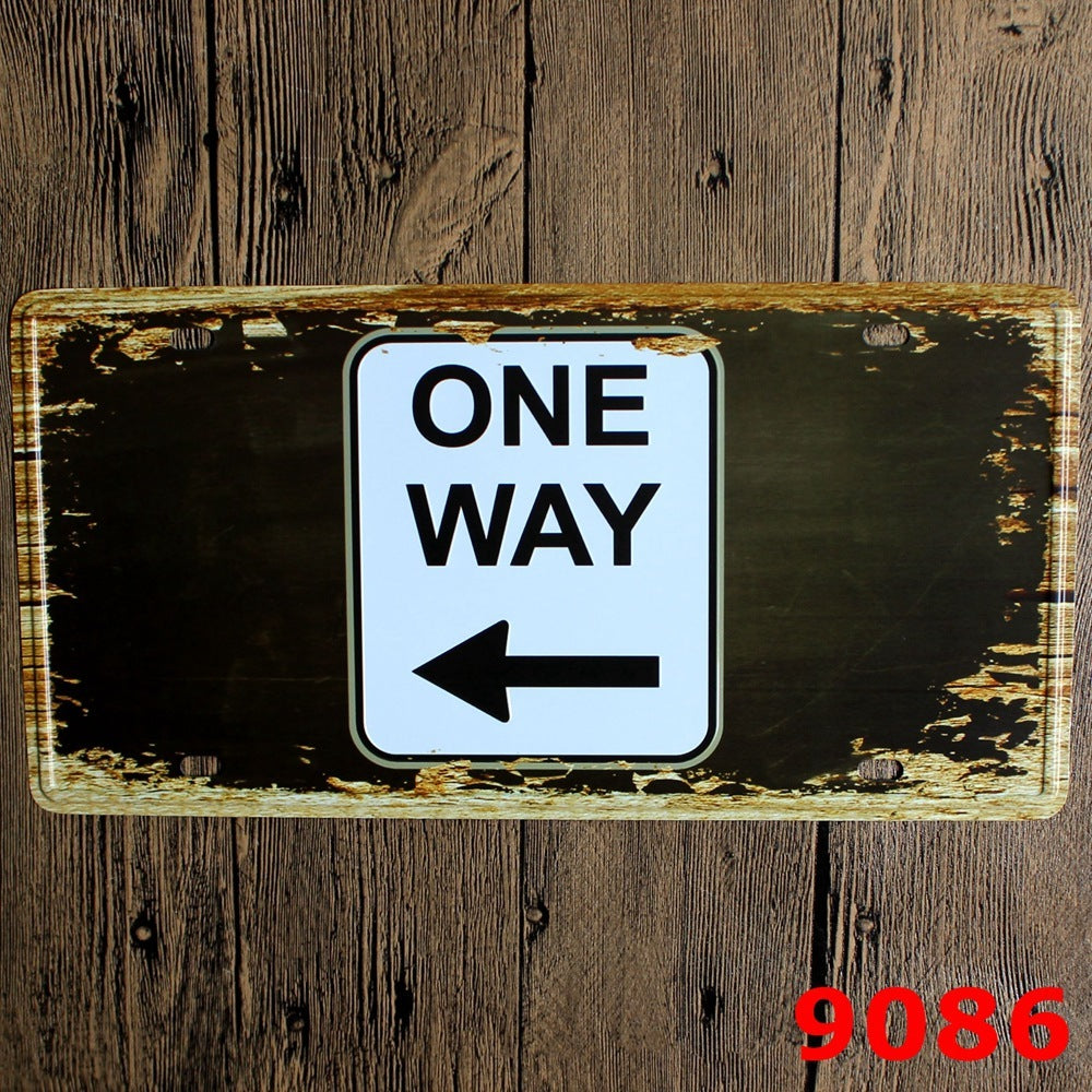 License Plate Shop Wall Decoration Toilet Tin Sign Retro Road Guide Metal Sign Painting Plaque Poster