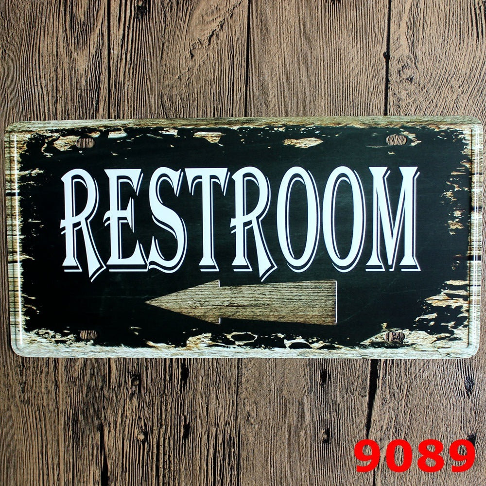 License Plate Shop Wall Decoration Toilet Tin Sign Retro Road Guide Metal Sign Painting Plaque Poster