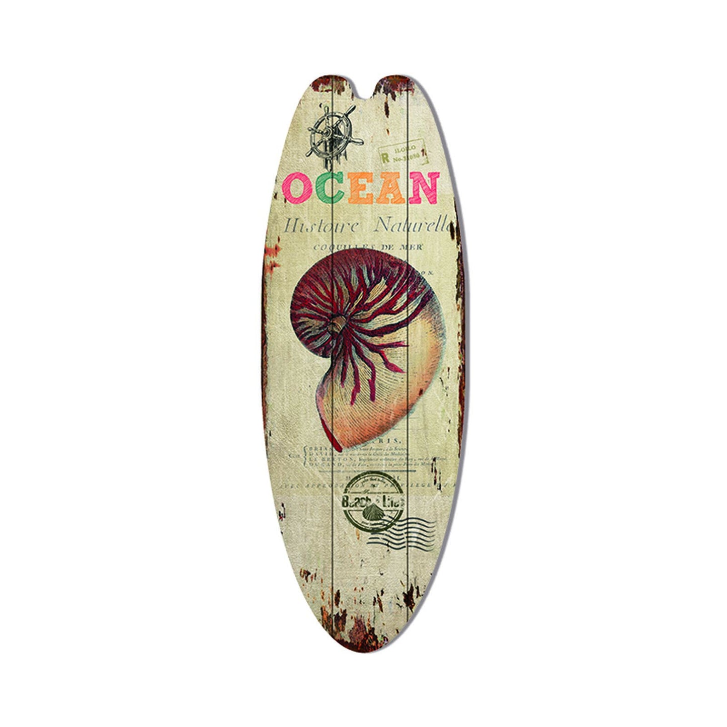 Retro Surfboard Shape Wooden Sign Bar Home Decoration