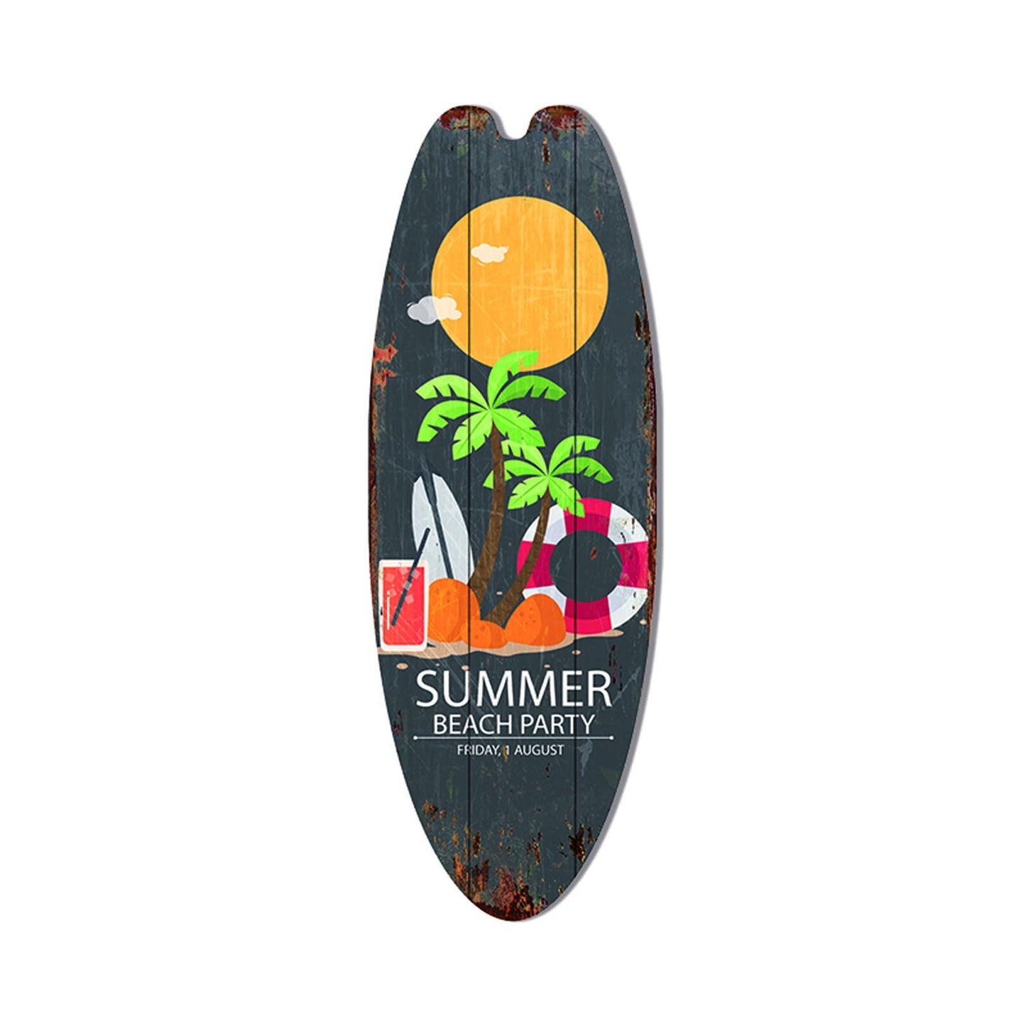 Retro Surfboard Shape Wooden Sign Bar Home Decoration
