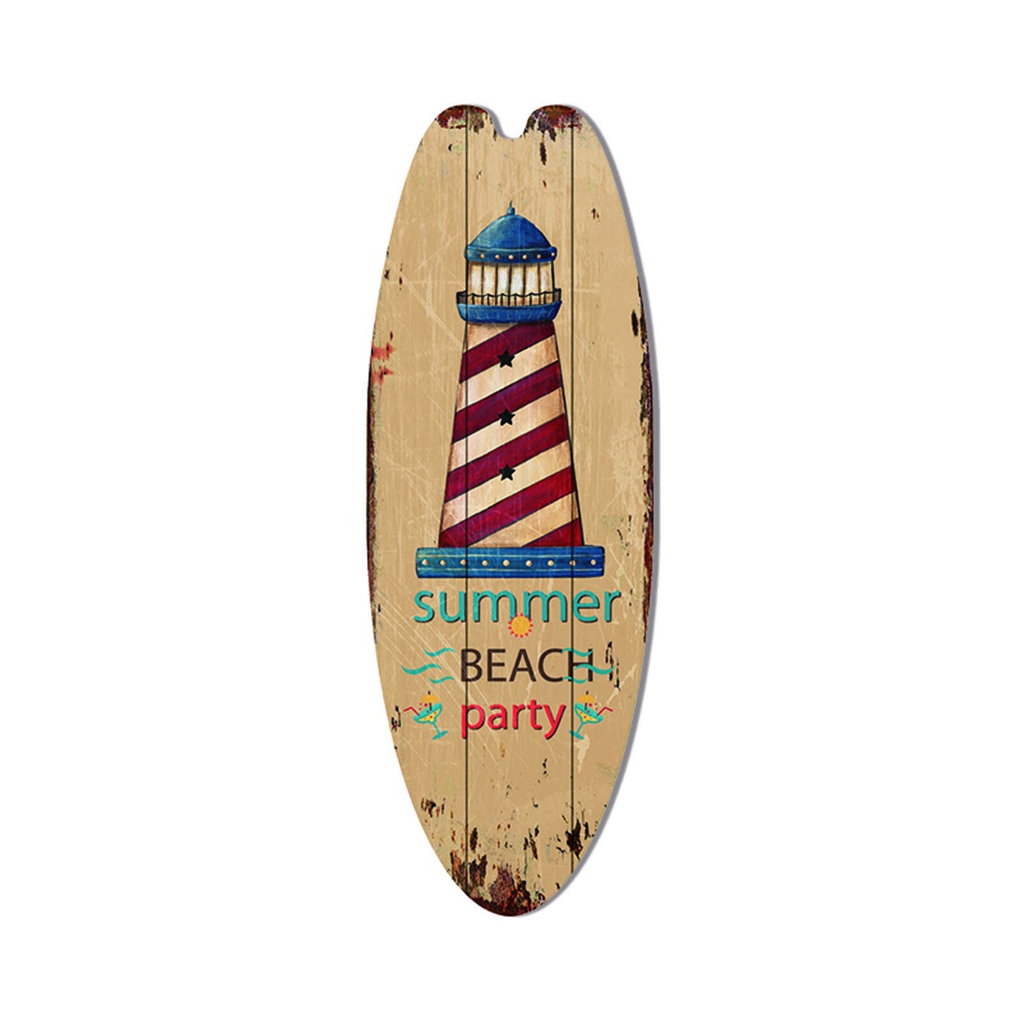 Retro Surfboard Shape Wooden Sign Bar Home Decoration