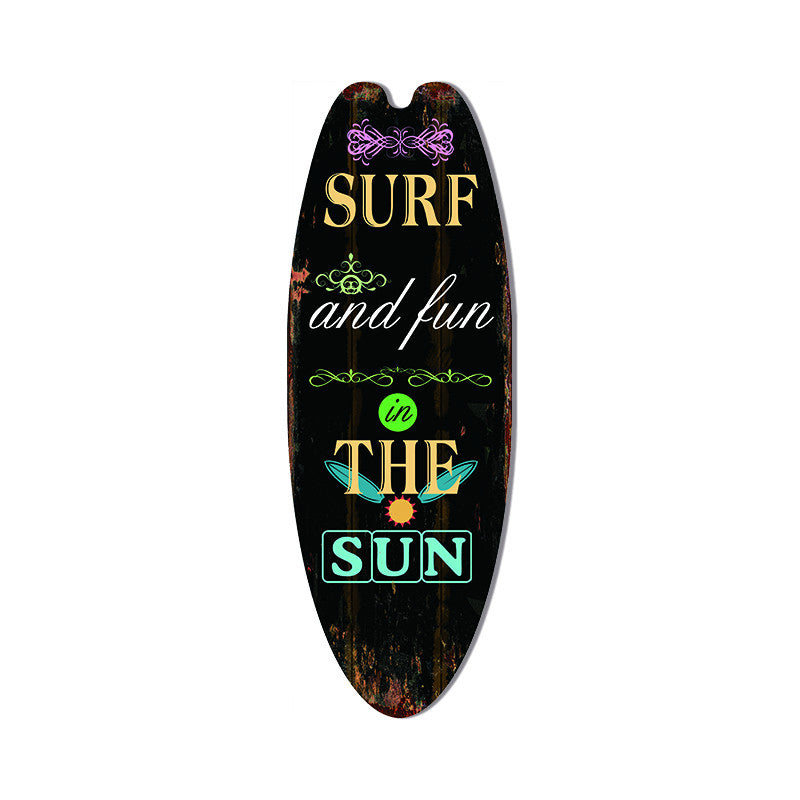 Retro Surfboard Shape Wooden Sign Bar Home Decoration