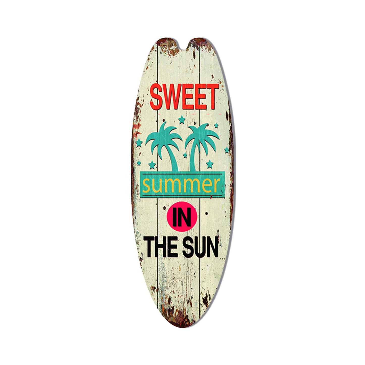 Retro Surfboard Shape Wooden Sign Bar Home Decoration