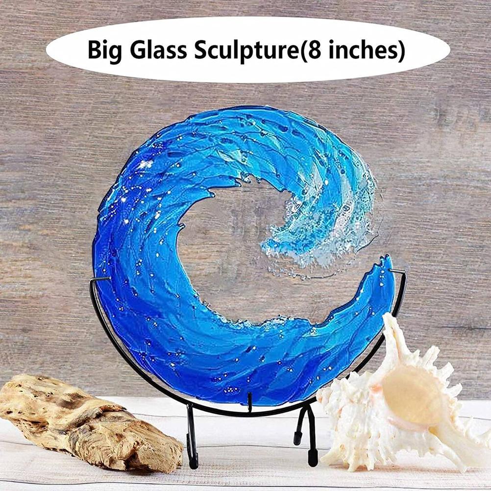 Ocean Wave Sculpture Blue Wave Ornaments Ocean Art for Desktop Decoration