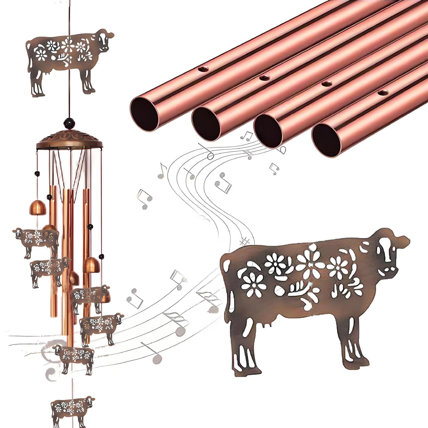 Garden Decoration Wrought Iron Wind Chimes Metal Tube Retro Wind Chimes