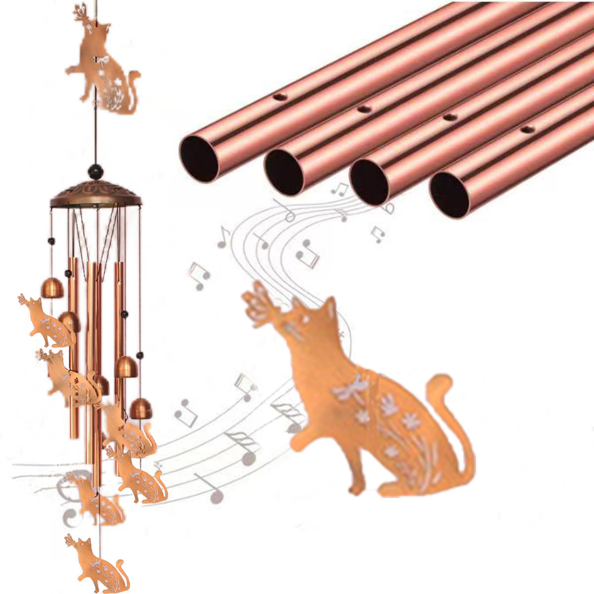 Garden Decoration Wrought Iron Wind Chimes Metal Tube Retro Wind Chimes