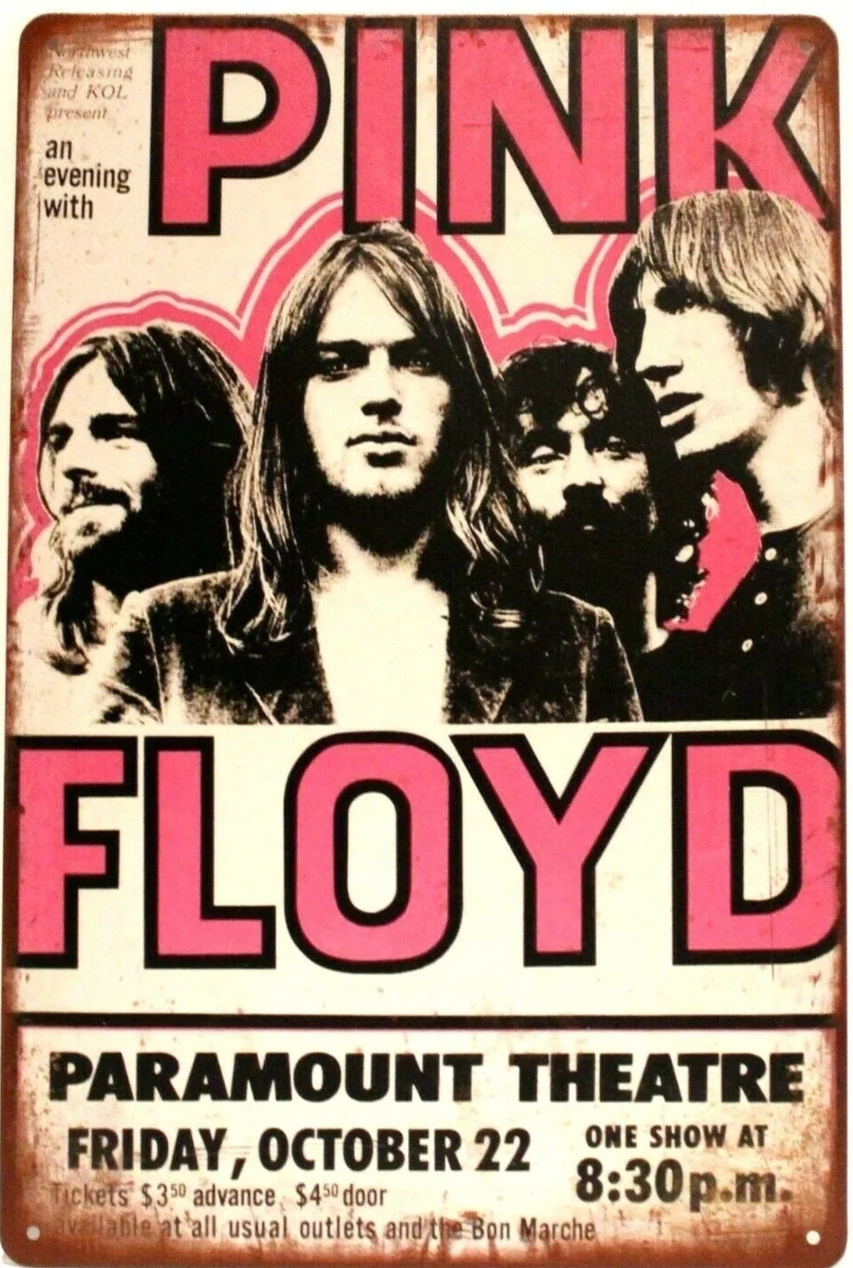 Pink Floyd Metal Tin Sign-8"x12"