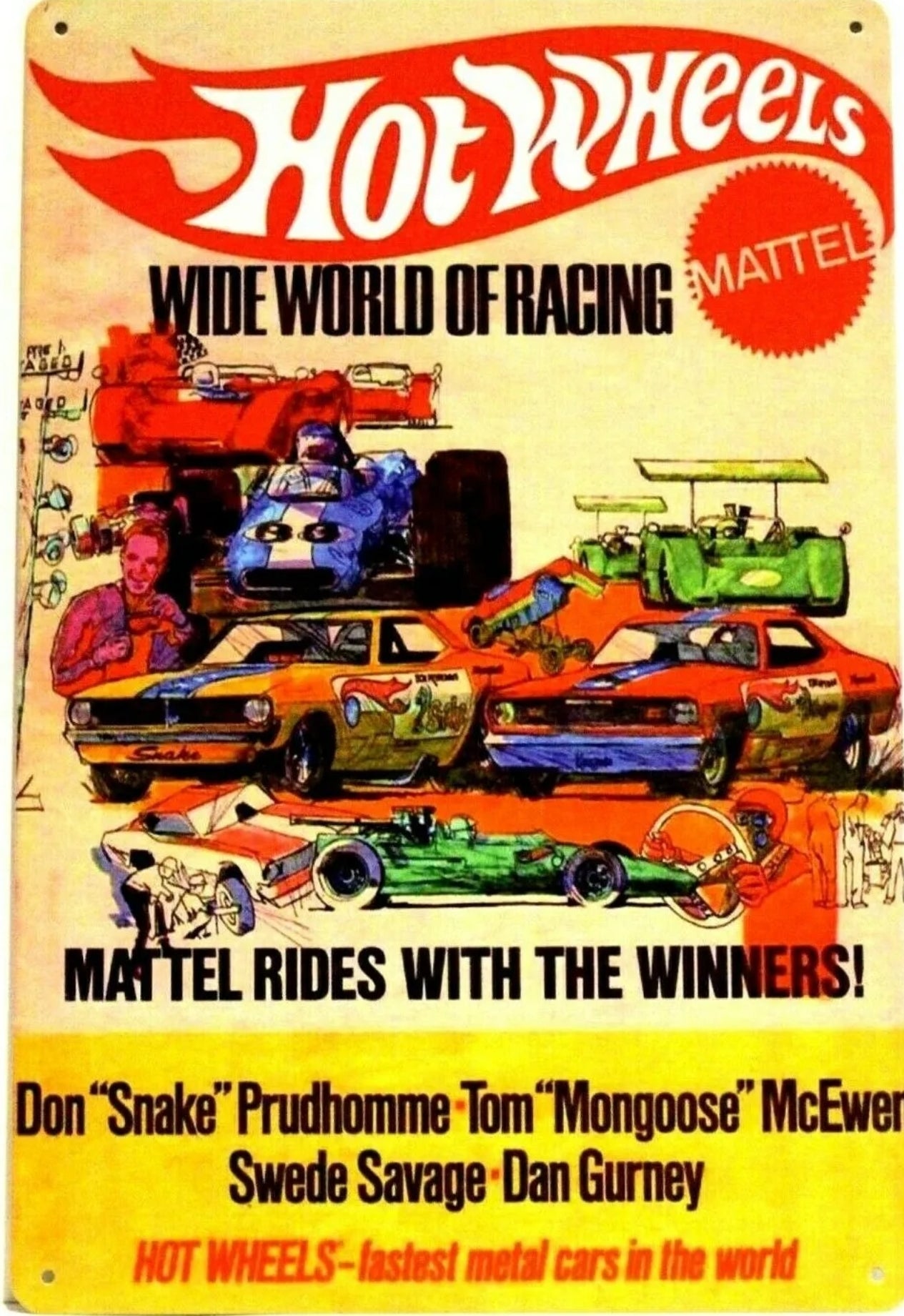 Hot Wheels Metal Tin Sign-8"x12"