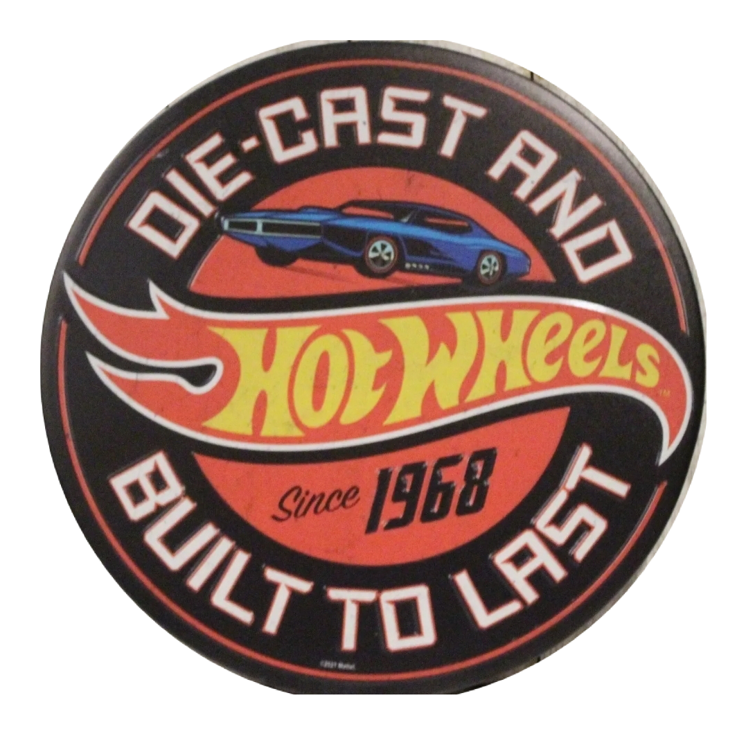 Hot Wheels Round Metal Tin Sign-12"