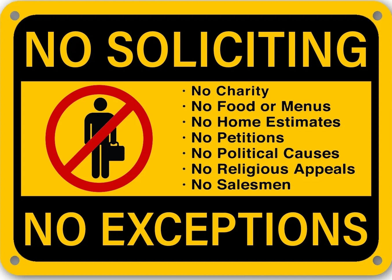 No Soliciting Metal Tin Sign