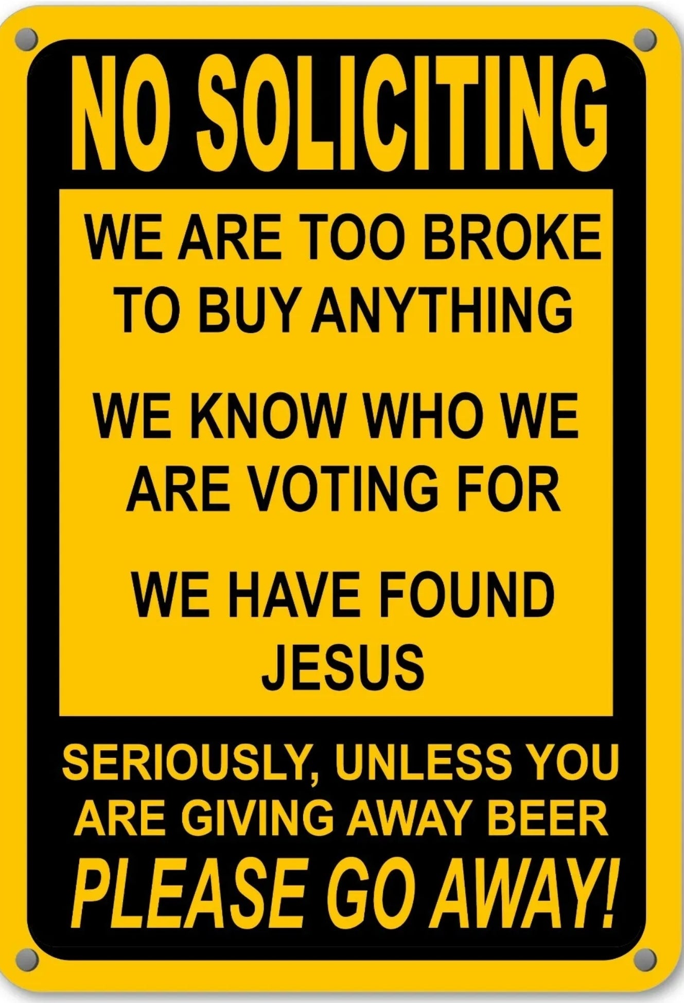 No Soliciting Metal Tin Sign