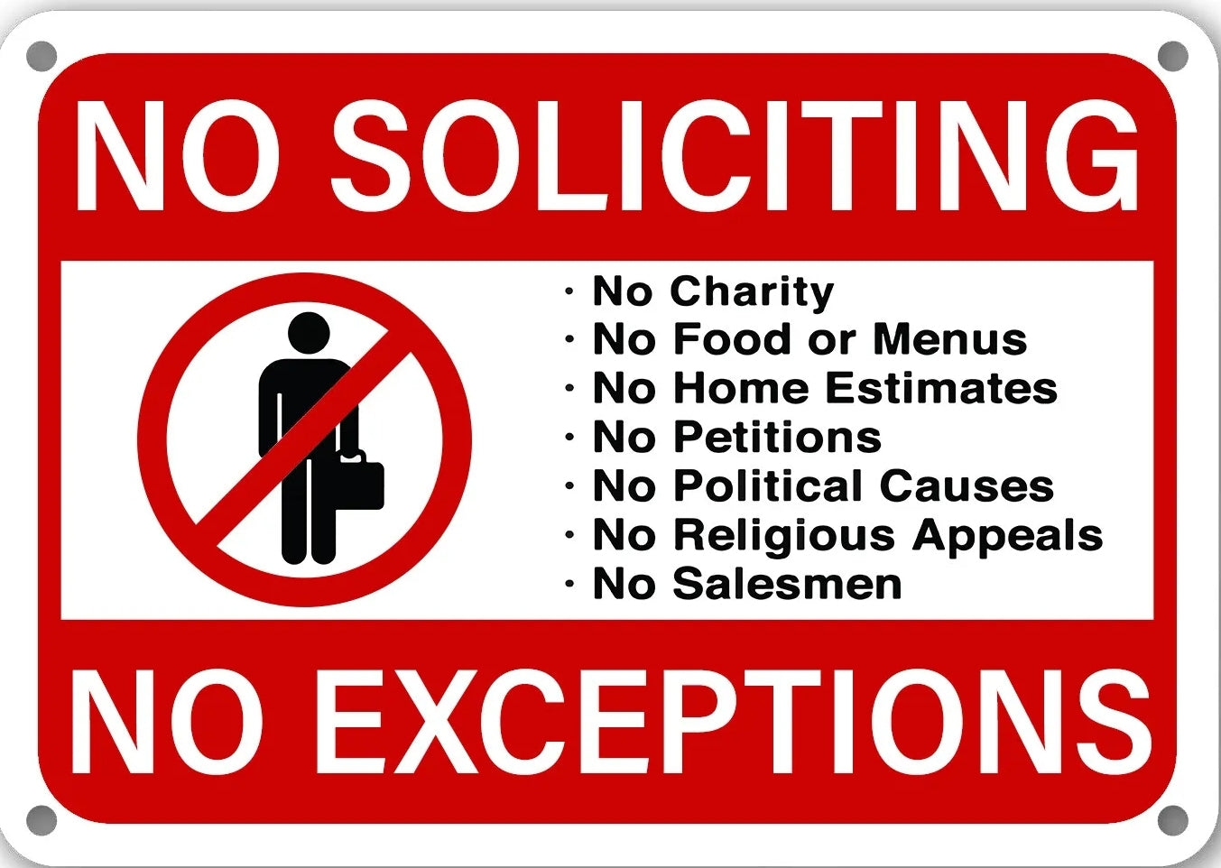 No Soliciting Metal Tin Sign