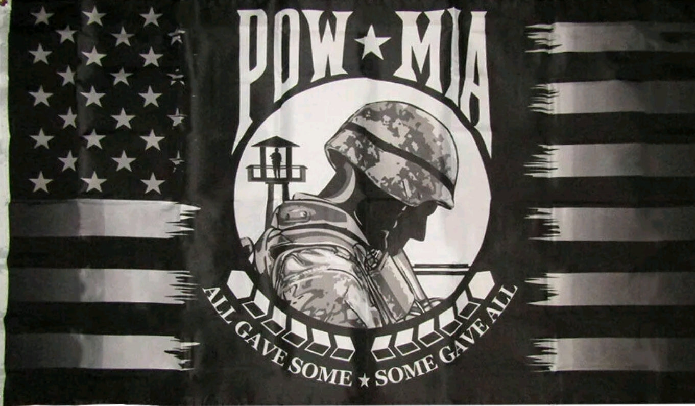 POW MIA Black Grey Flag