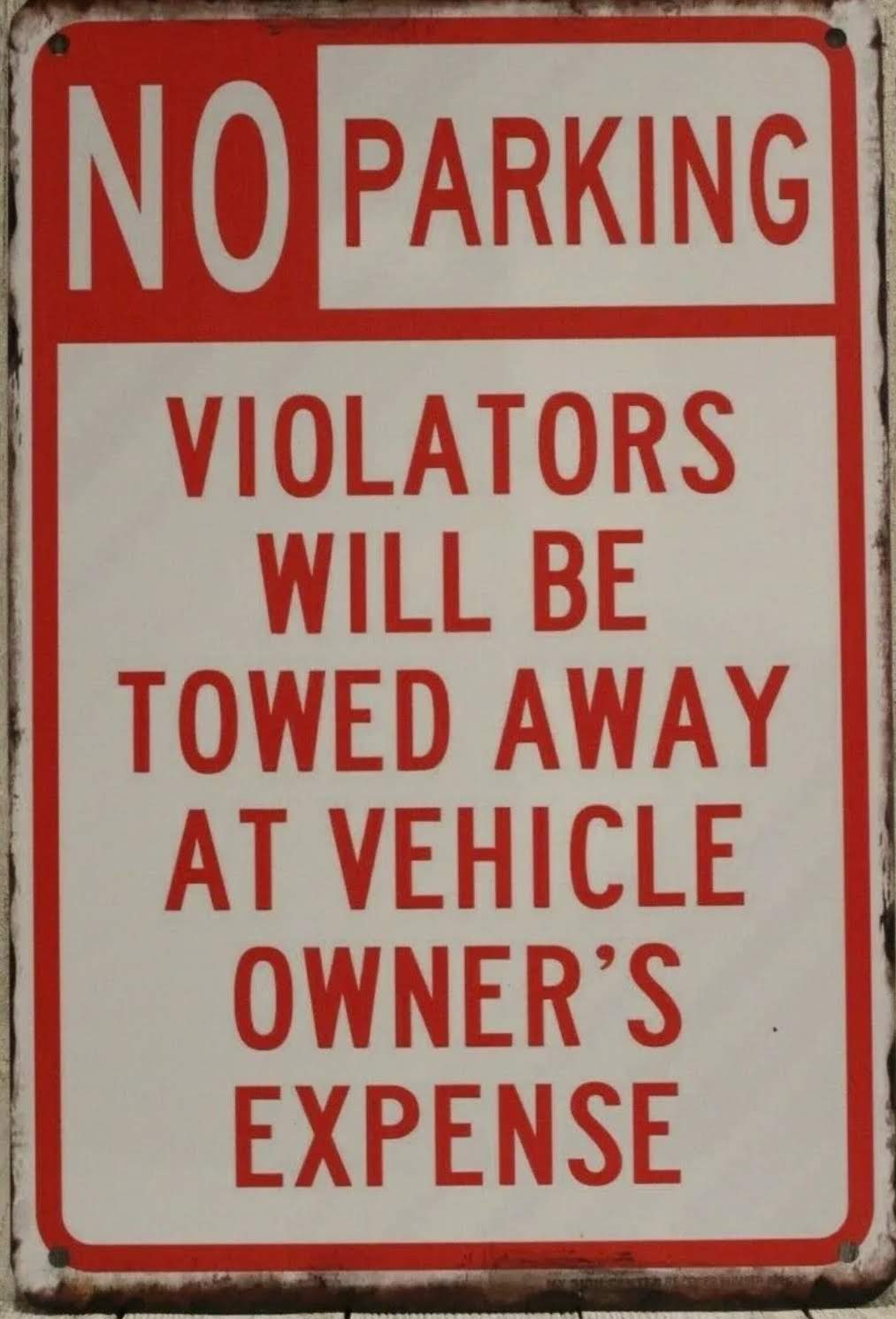 No Parking Metal Tin Sign