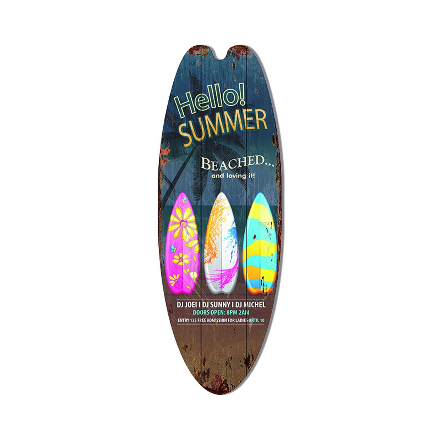 Retro Surfboard Shape Wooden Sign Bar Home Decoration
