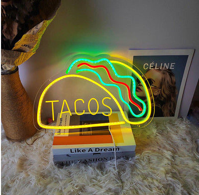 LED Neon Sign Hamburger Light Pizza