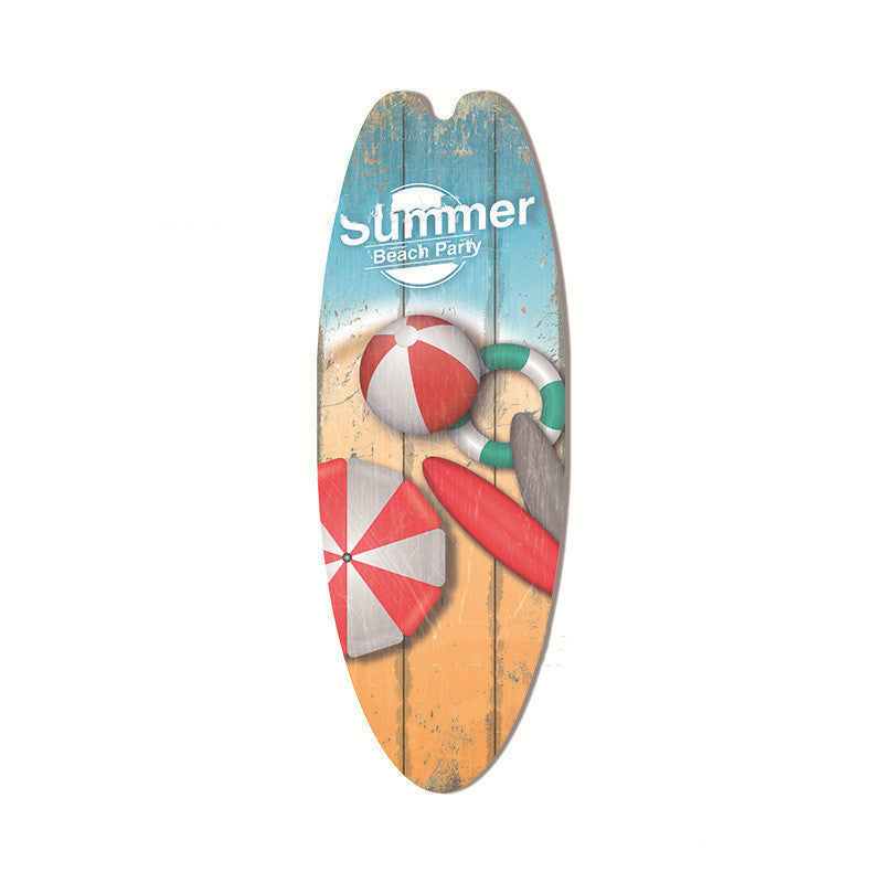 Retro Surfboard Shape Wooden Sign Bar Home Decoration