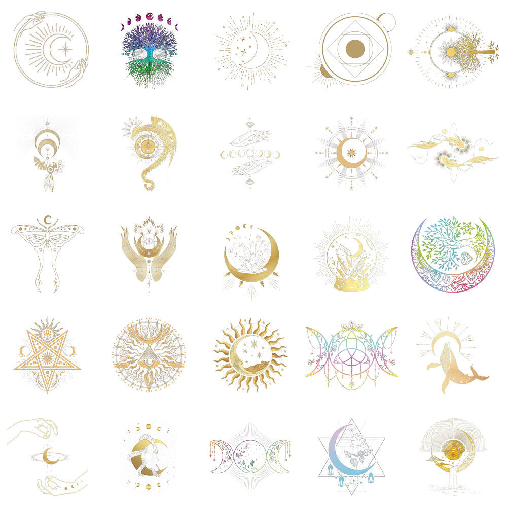 50 Colorful Laser Sticker Handbooks DIY Notebook Desktop Handbooks Decorative Waterproof Stickers