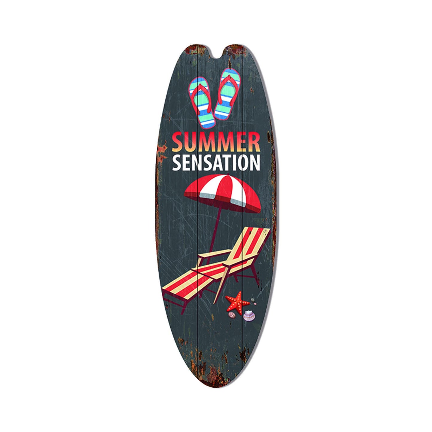 Retro Surfboard Shape Wooden Sign Bar Home Decoration