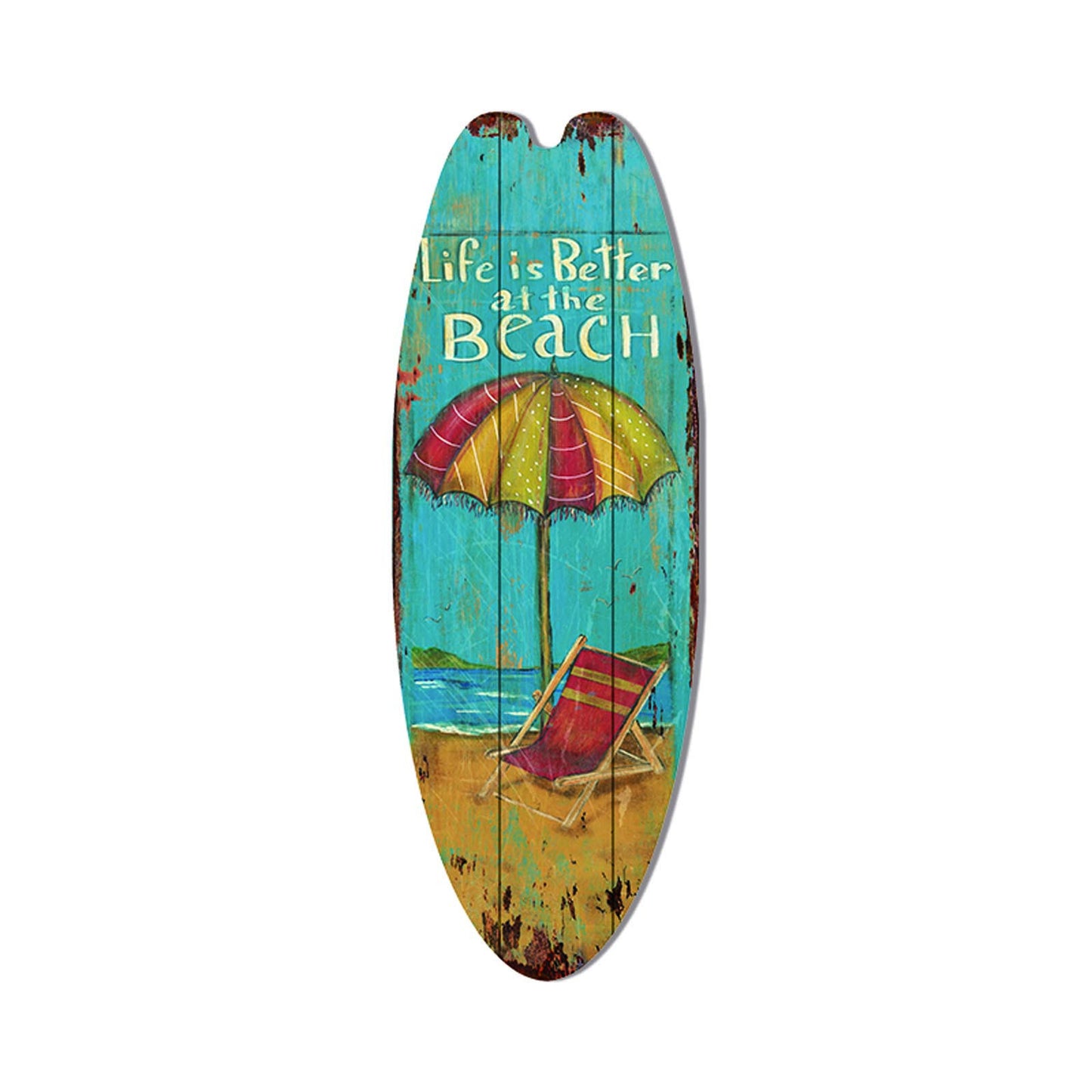 Retro Surfboard Shape Wooden Sign Bar Home Decoration