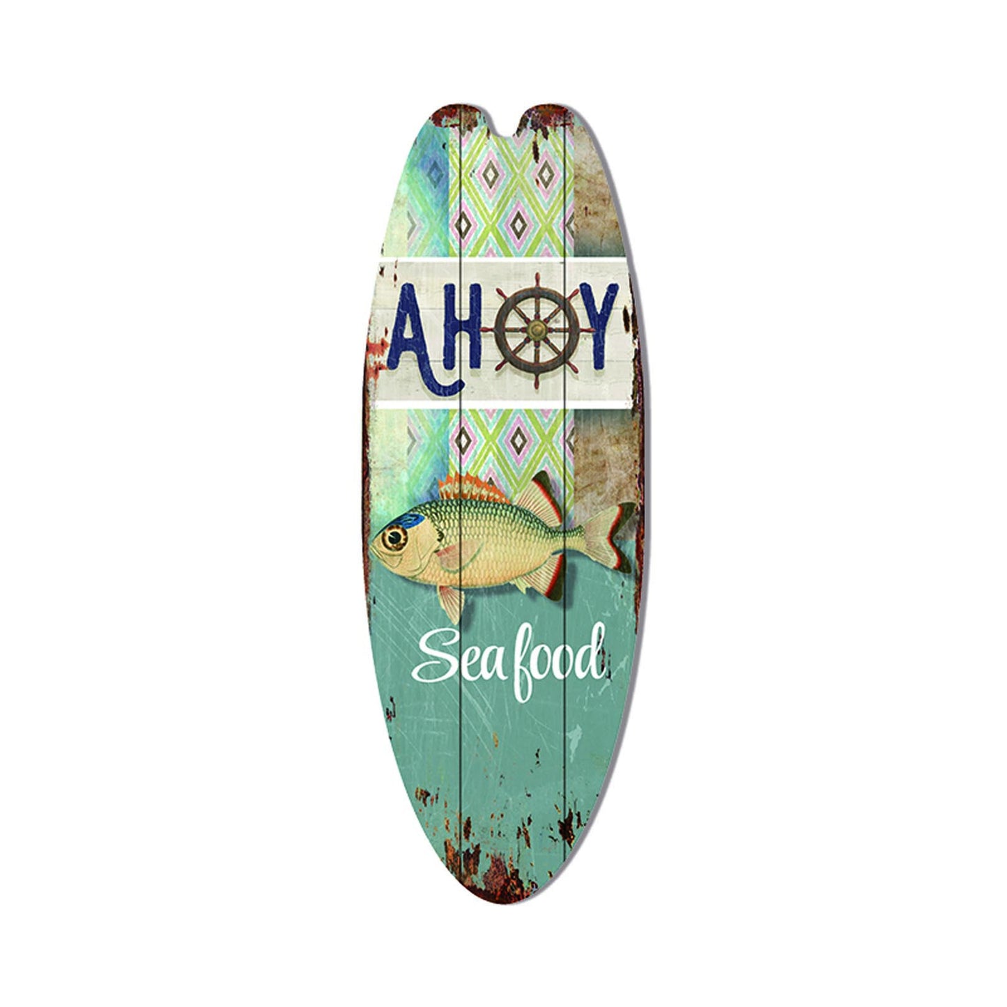 Retro Surfboard Shape Wooden Sign Bar Home Decoration