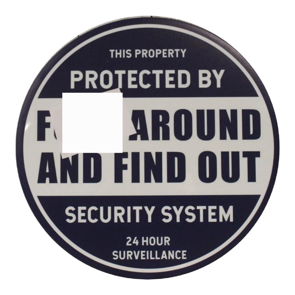 Security Round Metal Tin Sign
