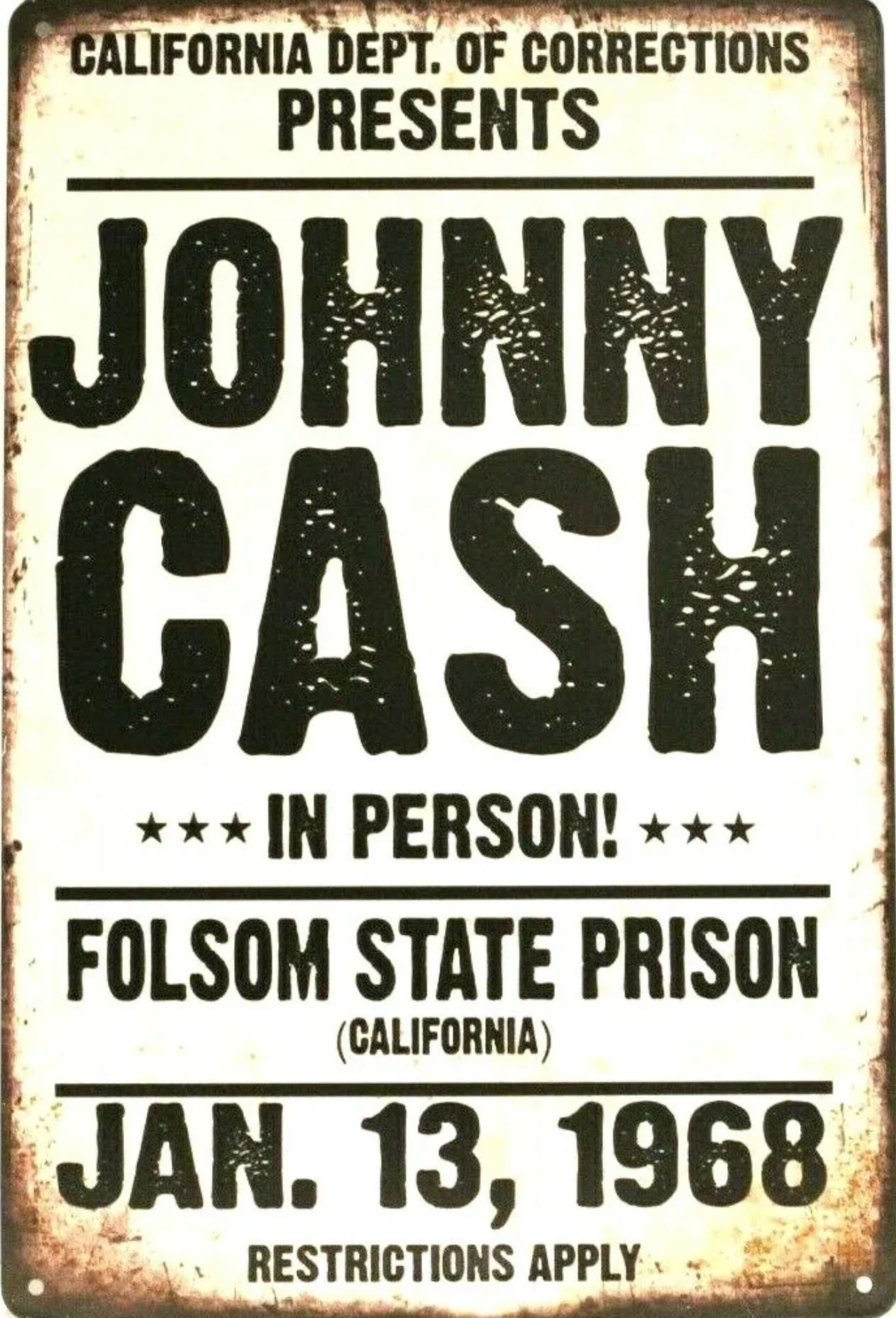 Johnny Cash Metal Tin Sign