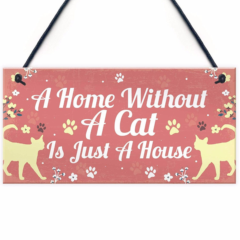 Cat Related Hanging Wooden Sign Collection - Multiple Variants
