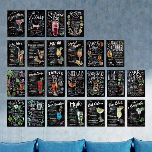 Bar Drinks Metal Tin Sign Collection - Multiple Variants