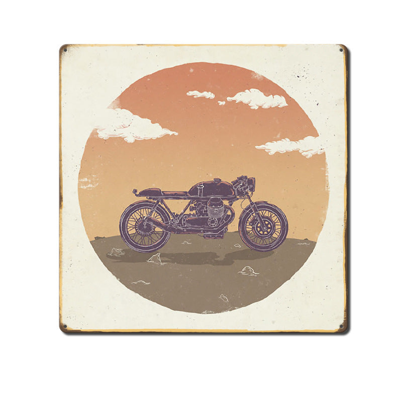 Can Produce And Customize The New Retro Tin Mural, Motorcycle Living Room Background Wall