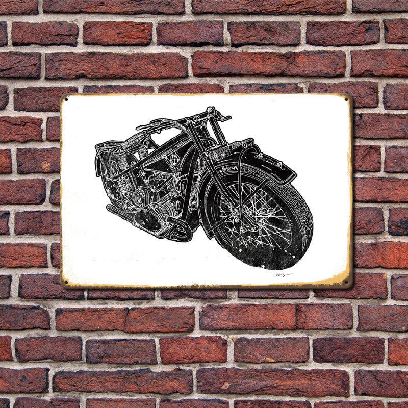 Can Produce And Customize The New Retro Tin Mural, Motorcycle Living Room Background Wall