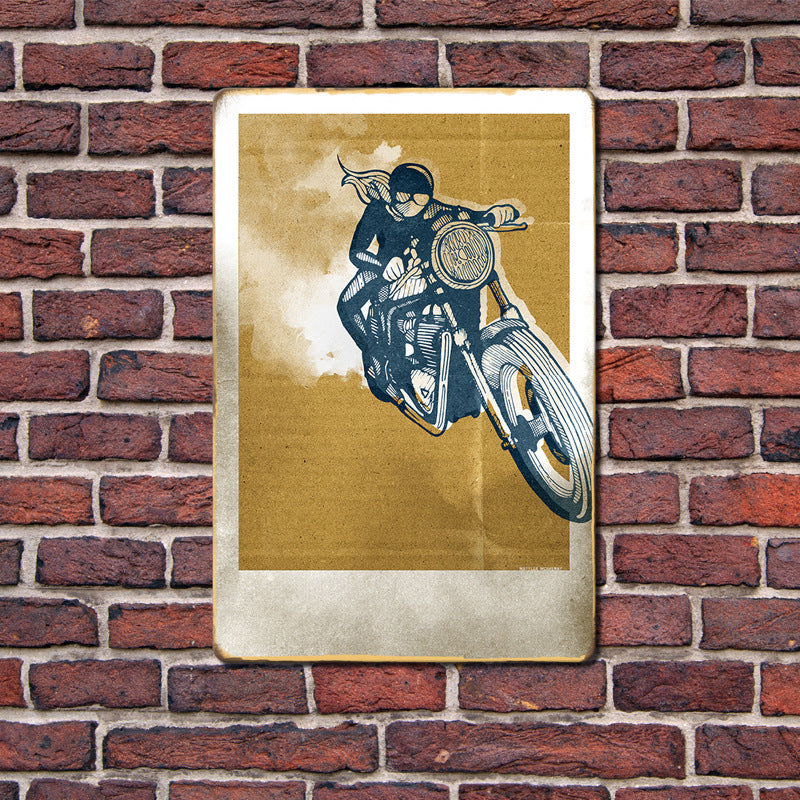 Can Produce And Customize The New Retro Tin Mural, Motorcycle Living Room Background Wall