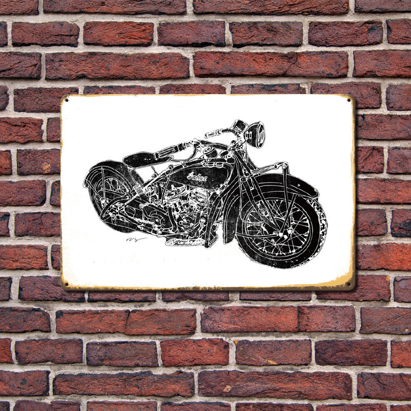Can Produce And Customize The New Retro Tin Mural, Motorcycle Living Room Background Wall