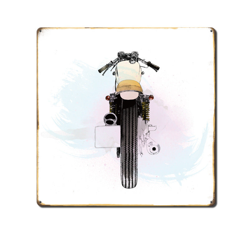 Can Produce And Customize The New Retro Tin Mural, Motorcycle Living Room Background Wall